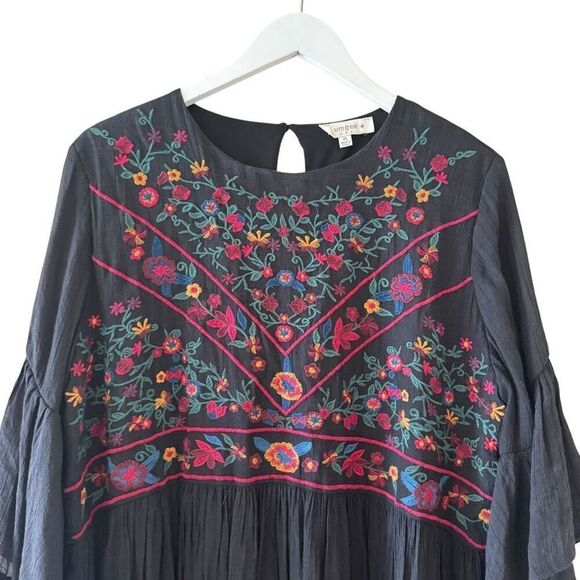 Umgee Women's Floral Embroidered Keyhole Bell Sleeve Mini Dress SZ XL #2425 - Picture 5 of 16